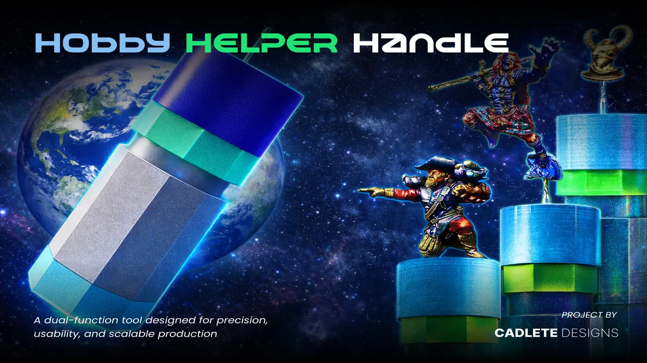 Hobby Helper Enclosure V2, the injection-molded painting handle and pin vice that funded on Kickstarter as The Atlas Handle, shown in mass production
