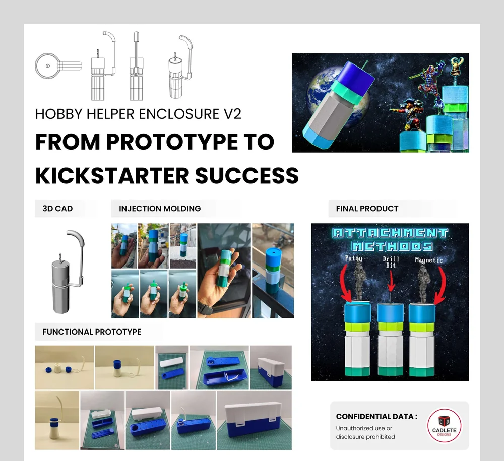 Hobby Helper Enclosure V2, a real product design and manufacturing project by CADLETE Designs