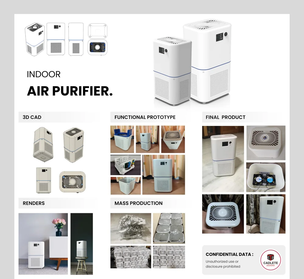 Low-Cost Air Purifier, a real product design and manufacturing project by CADLETE Designs