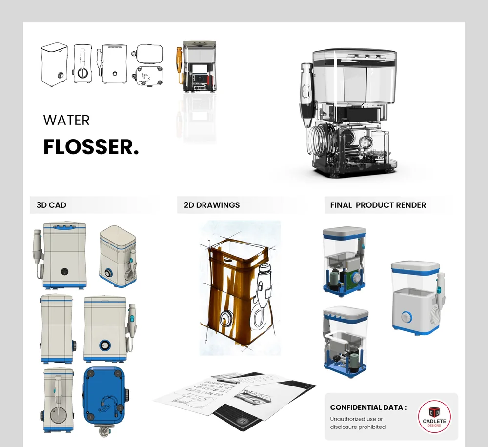 Water Flosser for Oral Care, a real product design and manufacturing project by CADLETE Designs